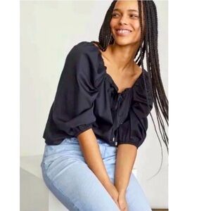 Elizabeth and James Black Puff Sleeve Blouse